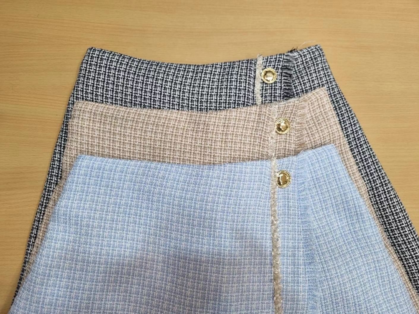 PT23W0235 TWEED 料雙層布料裙褲