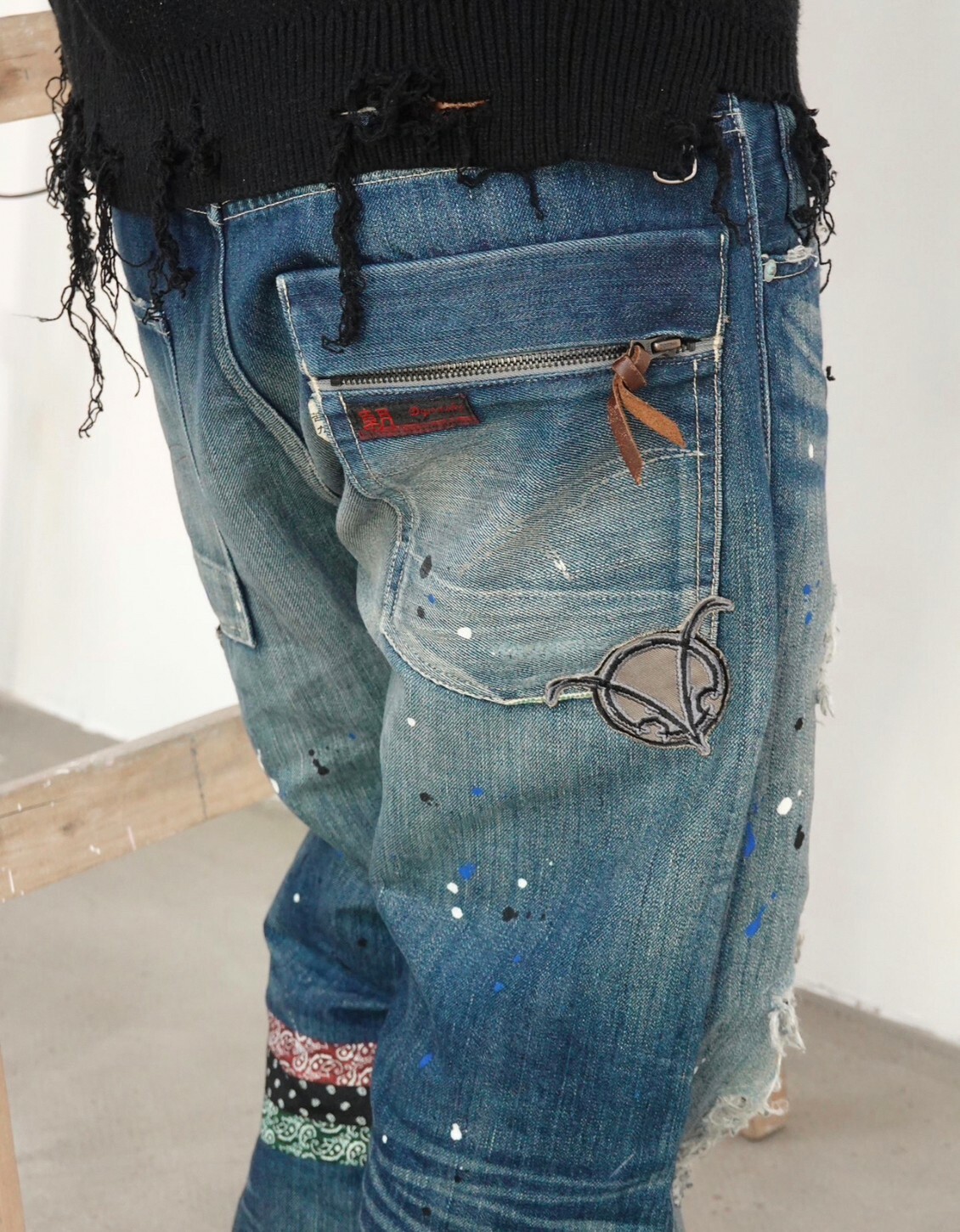 代購 Levis x CLOT 聯名款 磨破直筒 寬鬆 長牛仔褲 男女同款 藍灰色 FEB-