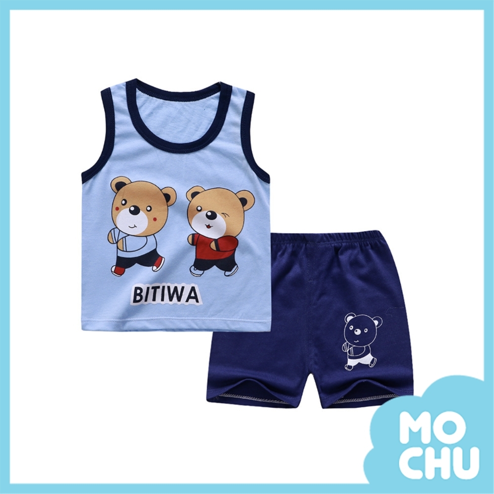 (73.100cm現貨)運動小熊背心套裝