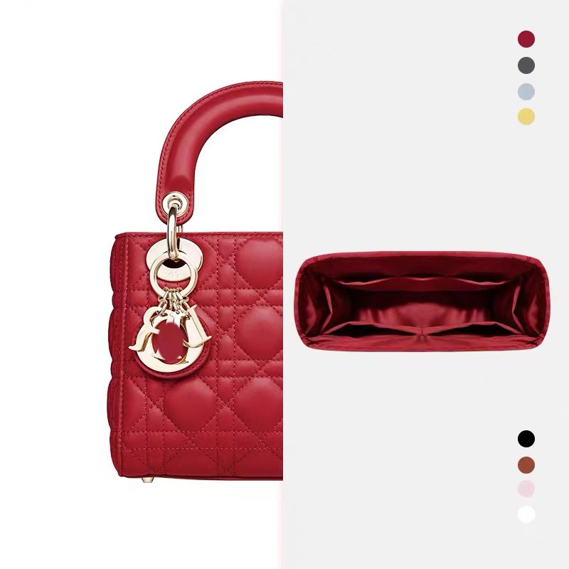 適用迪奧ladydior戴妃包內膽包三-四-五格純色綢緞收納