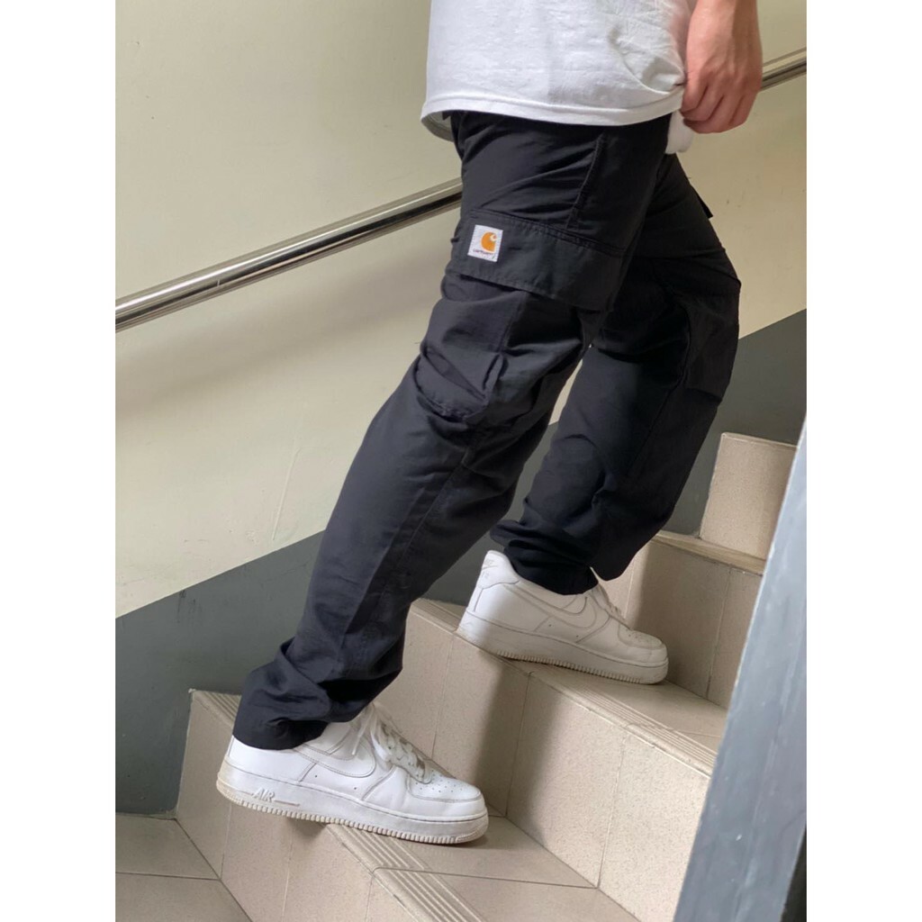 Carhartt WIP Regular Cargo Pant 軍裝 工裝 綁帶 口袋褲 工作褲 長褲 直筒 黑色 I015875