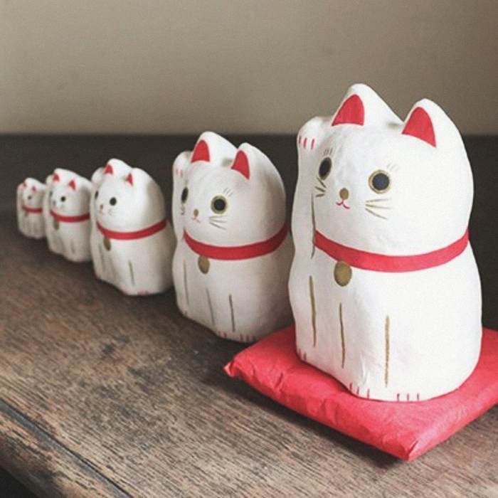 Ichino 一千乃 和紙招財貓 ‹ 經典白 › ╭ 5入 ╮