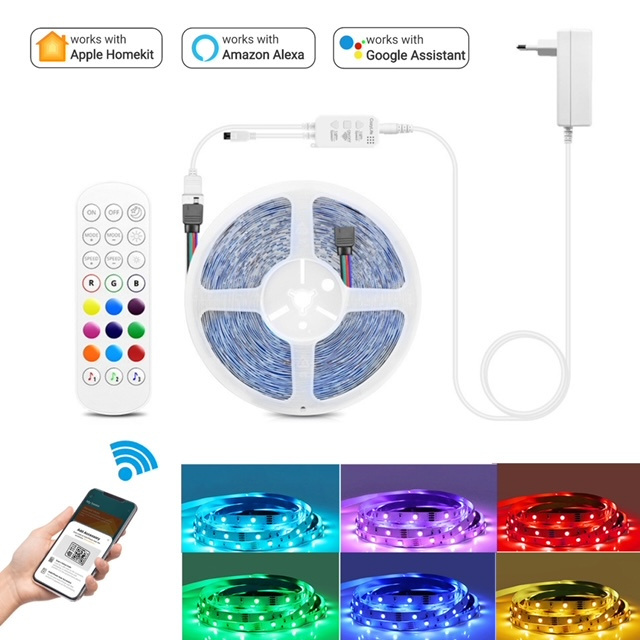 Apple HomeKit 智能 WiFi LED 燈帶 RGBCW 5米 - 支援 Siri 語音控制 | 英式電源頭