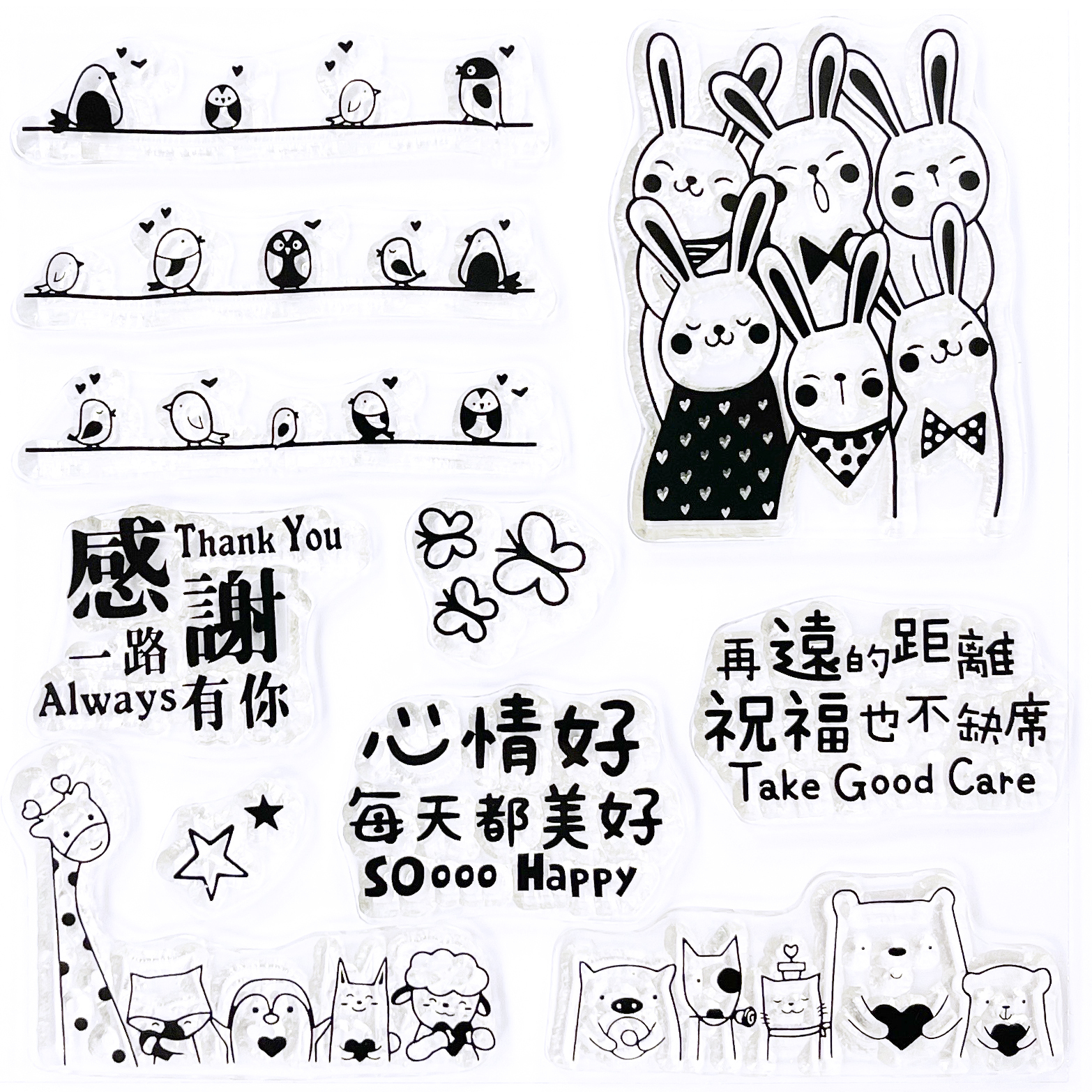 CSS34 水晶印章 | 幸福語錄5 - 一群兔兔 (含水晶塊&印台)