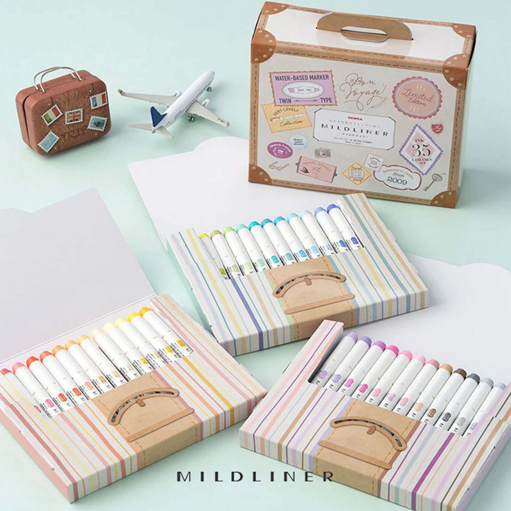 MILDLINER 雙頭淡彩螢光筆 35色旅行組｜ZEBRA