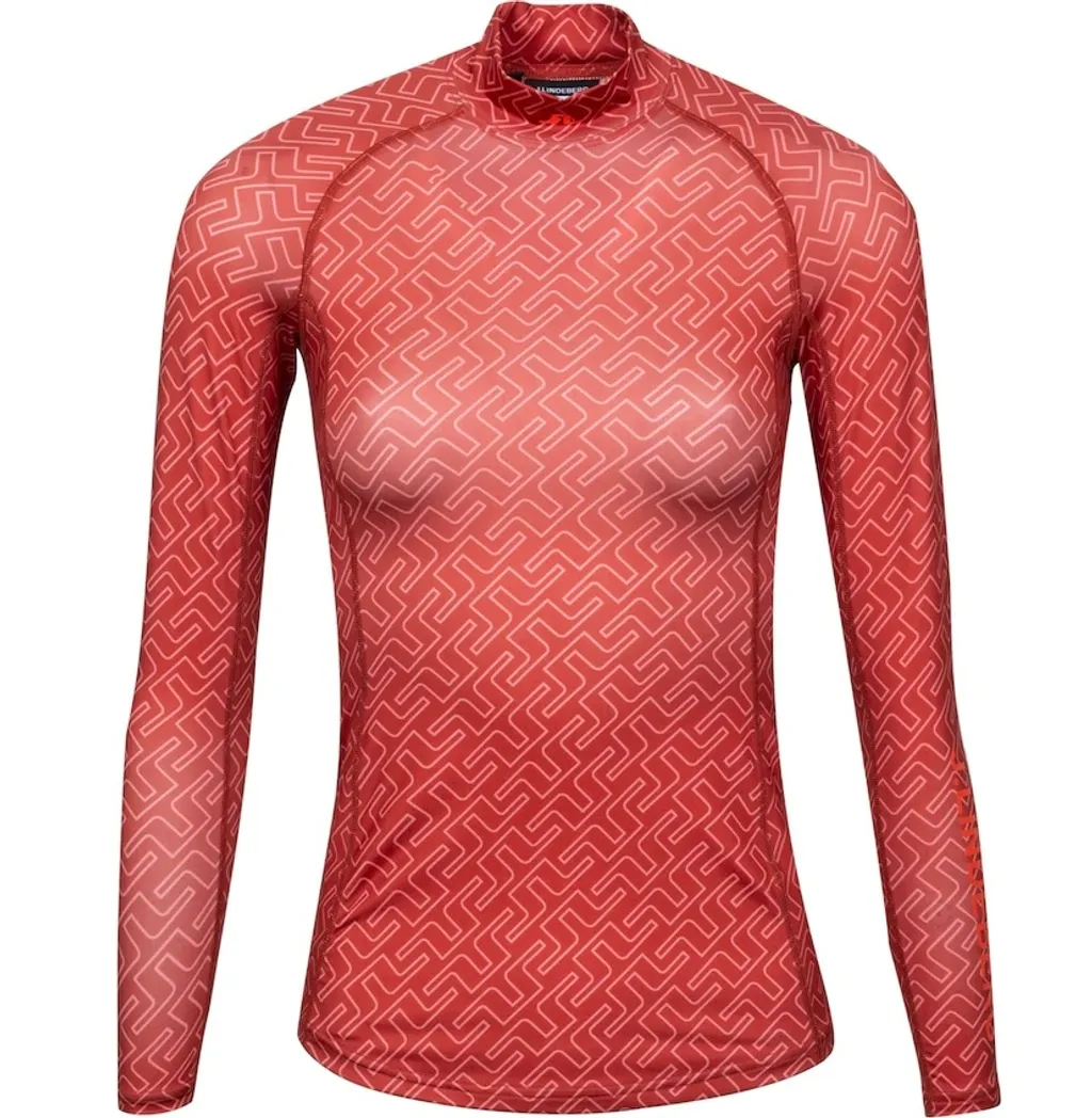 女【現貨】JL正品7折起起/ JLindeberg Asa Print Soft Compression Top Faded Rose Bridge Monogram/ 高球時尚 中層內搭衣/中層壓力衣/玫瑰紅 (#2411JL,2412JL)