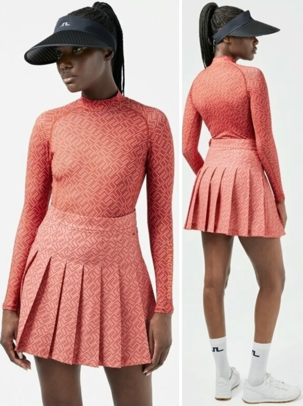 女【現貨】JL正品7折起起/ JLindeberg Asa Print Soft Compression Top Faded Rose Bridge Monogram/ 高球時尚 中層內搭衣/中層壓力衣/玫瑰紅 (#2411JL,2412JL)