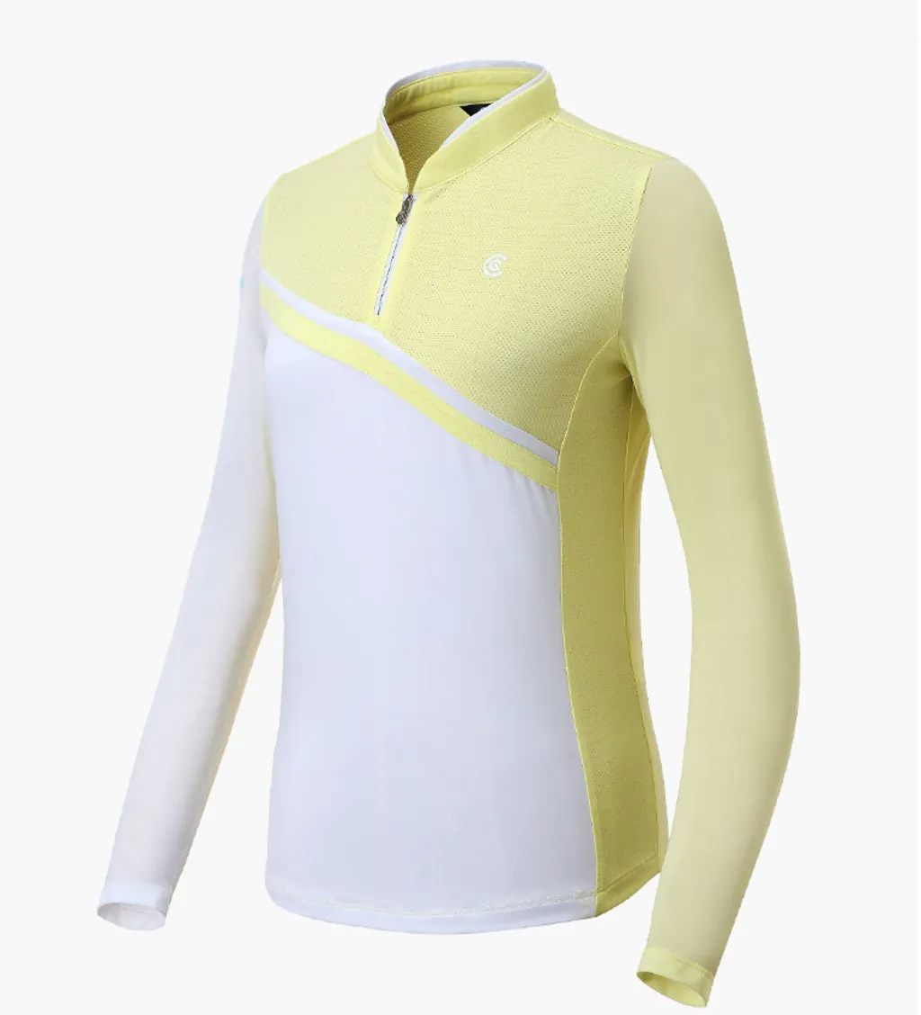 女【現貨】5折起/韓版高爾夫服裝 Cleveland 克里夫蘭正品/正韓拼色防曬型長袖T/#MW111213