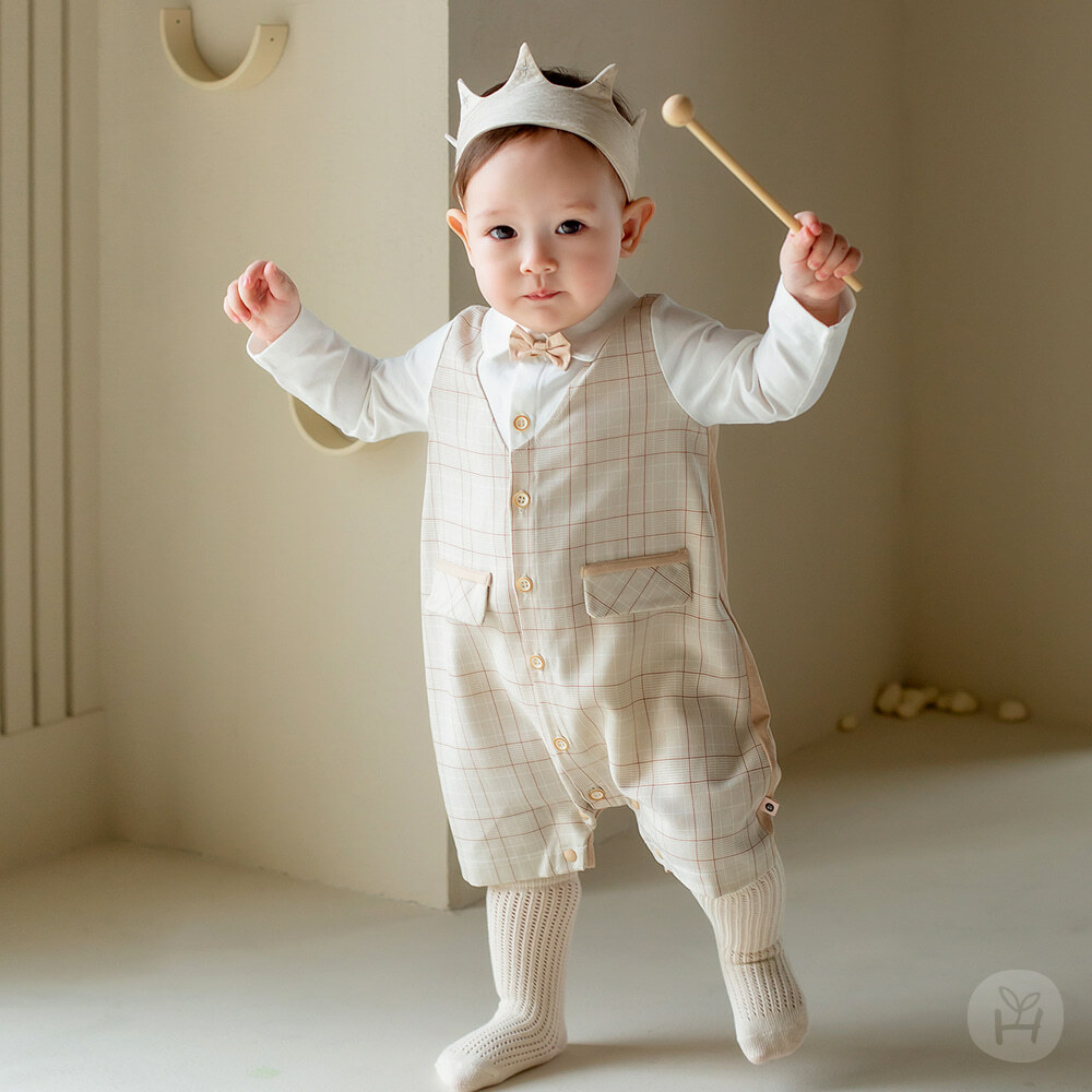 Creto 紳士格紋包屁衣