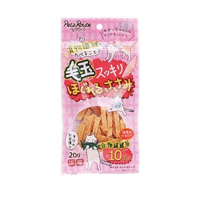 日本PetzRoute 貓小食 高纖去毛球雞肉片 20g