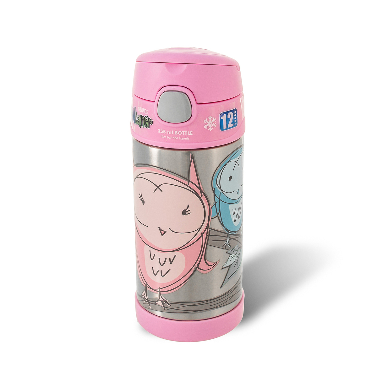 膳魔師 Thermos - 不銹鋼兒童吸管保溫杯 (粉色貓頭鷹) 355mL