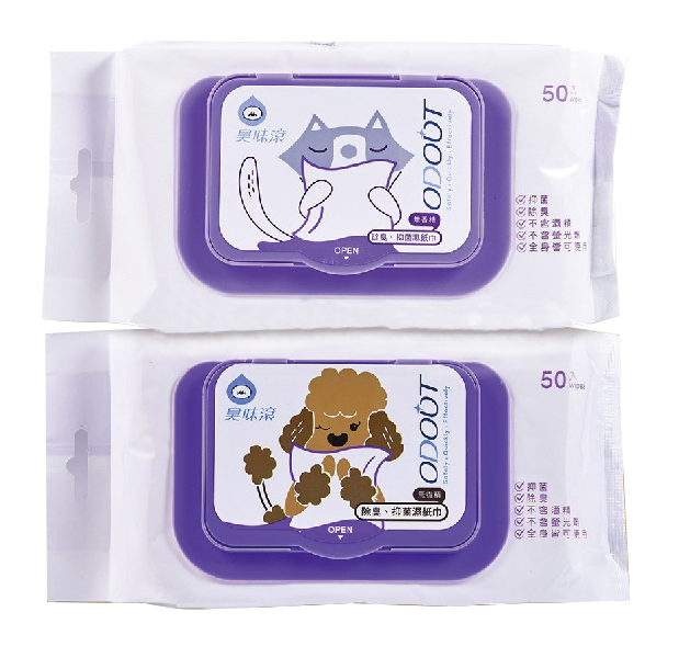 臭味滾 ODOUT｜犬/貓/鼠/兔/貂/寵物專用抗菌濕紙巾 50抽/包