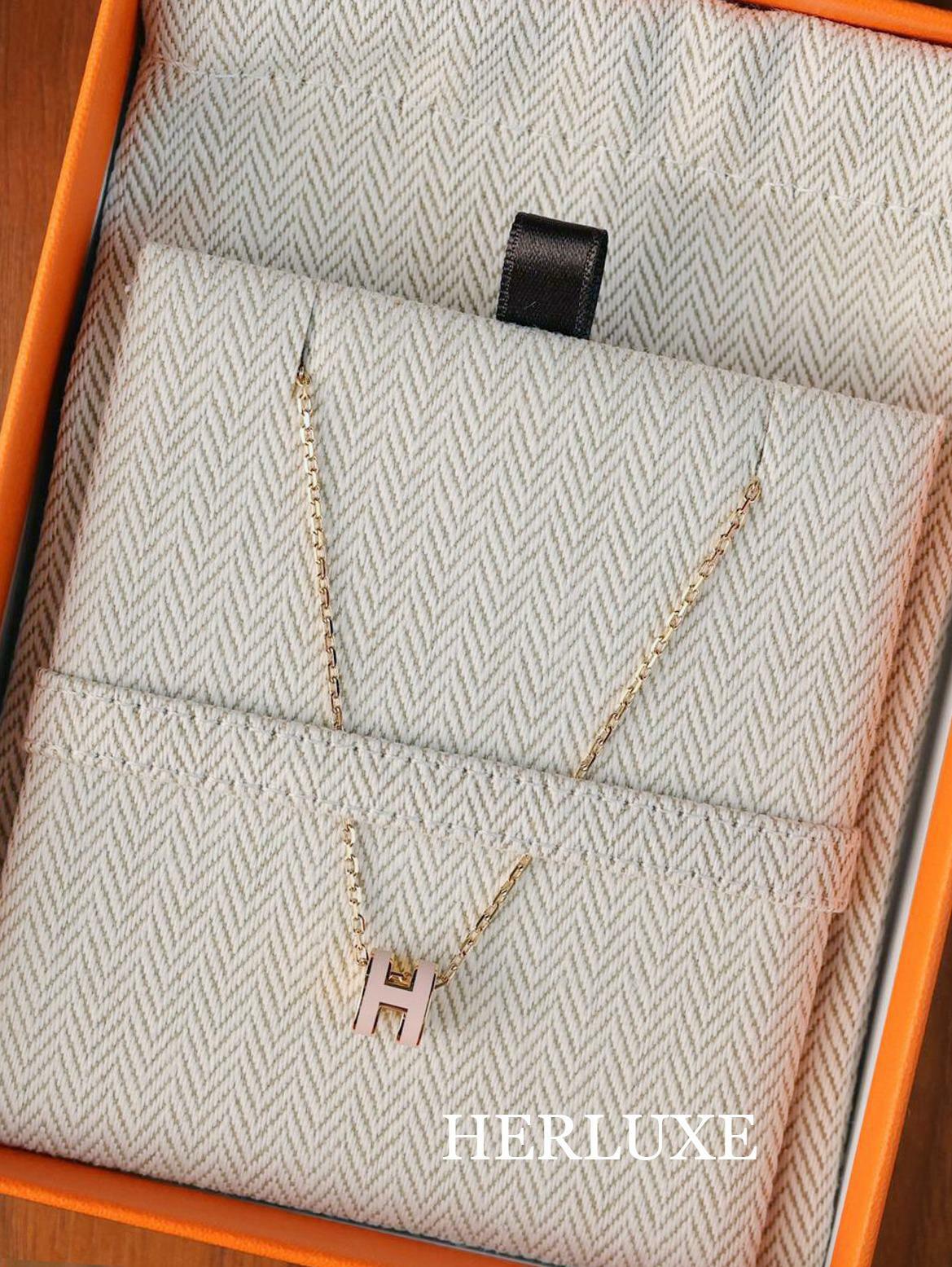 Mini pop H necklace 85 rose dragee CC