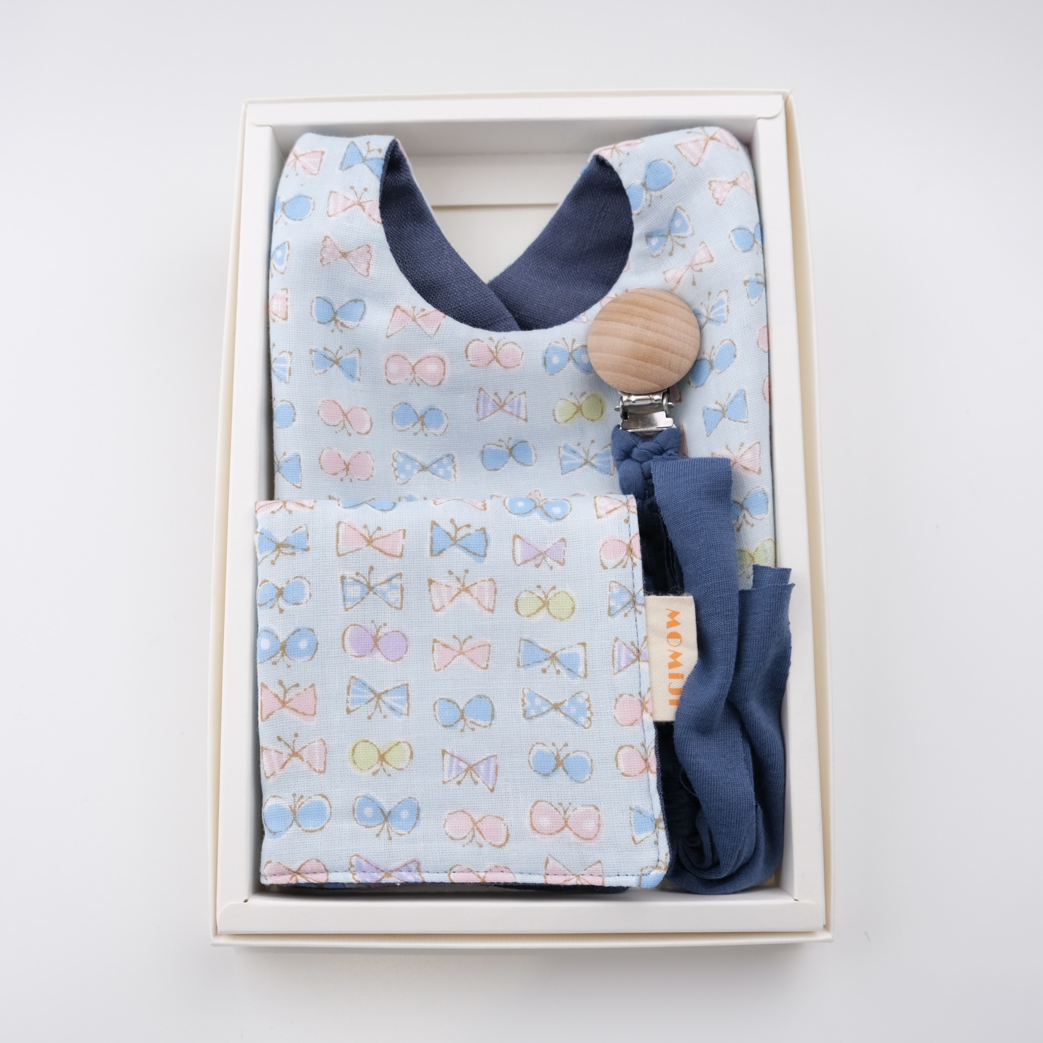 嬰兒 / 彌月禮盒三件組-藍色蝴蝶結