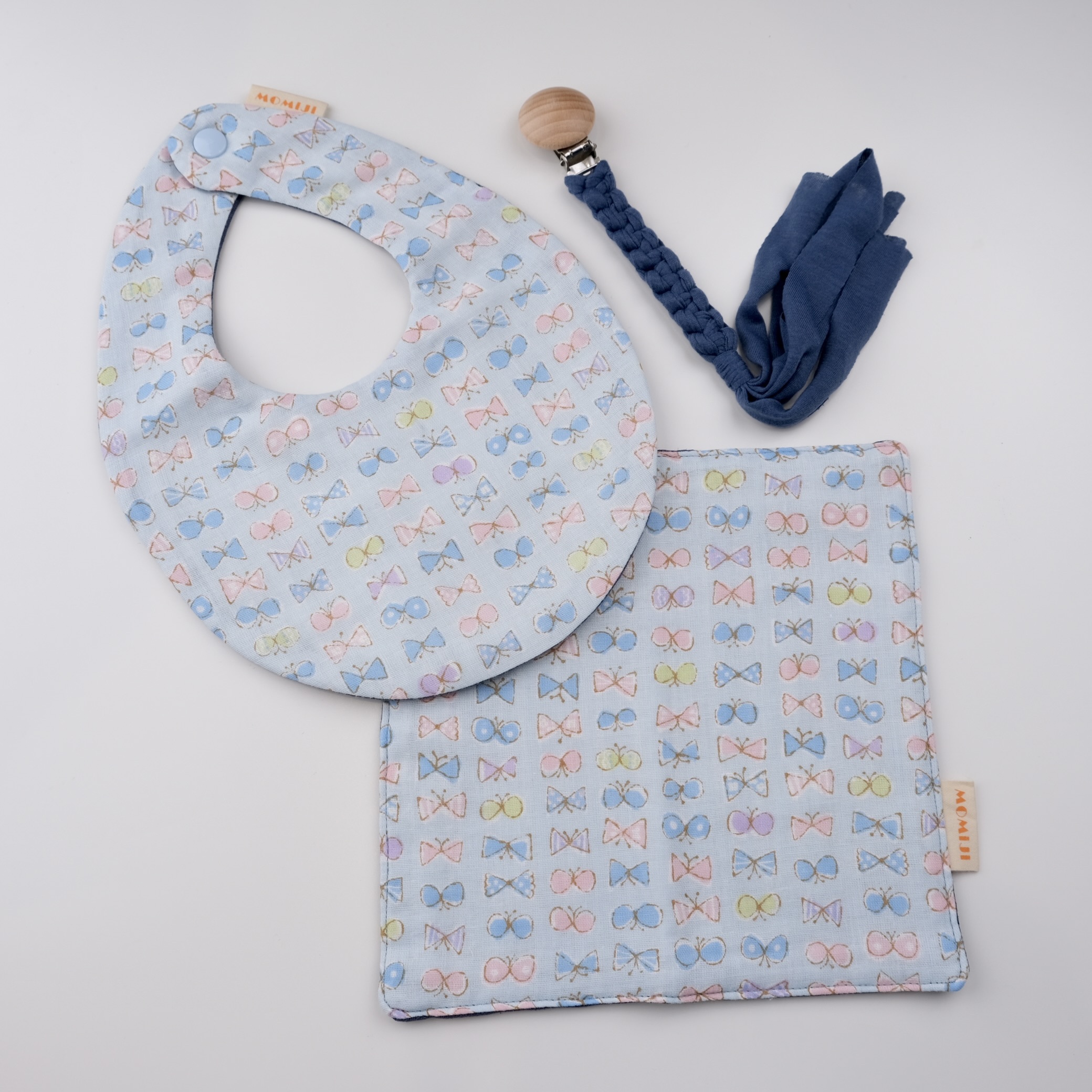 嬰兒 / 彌月禮盒三件組-藍色蝴蝶結