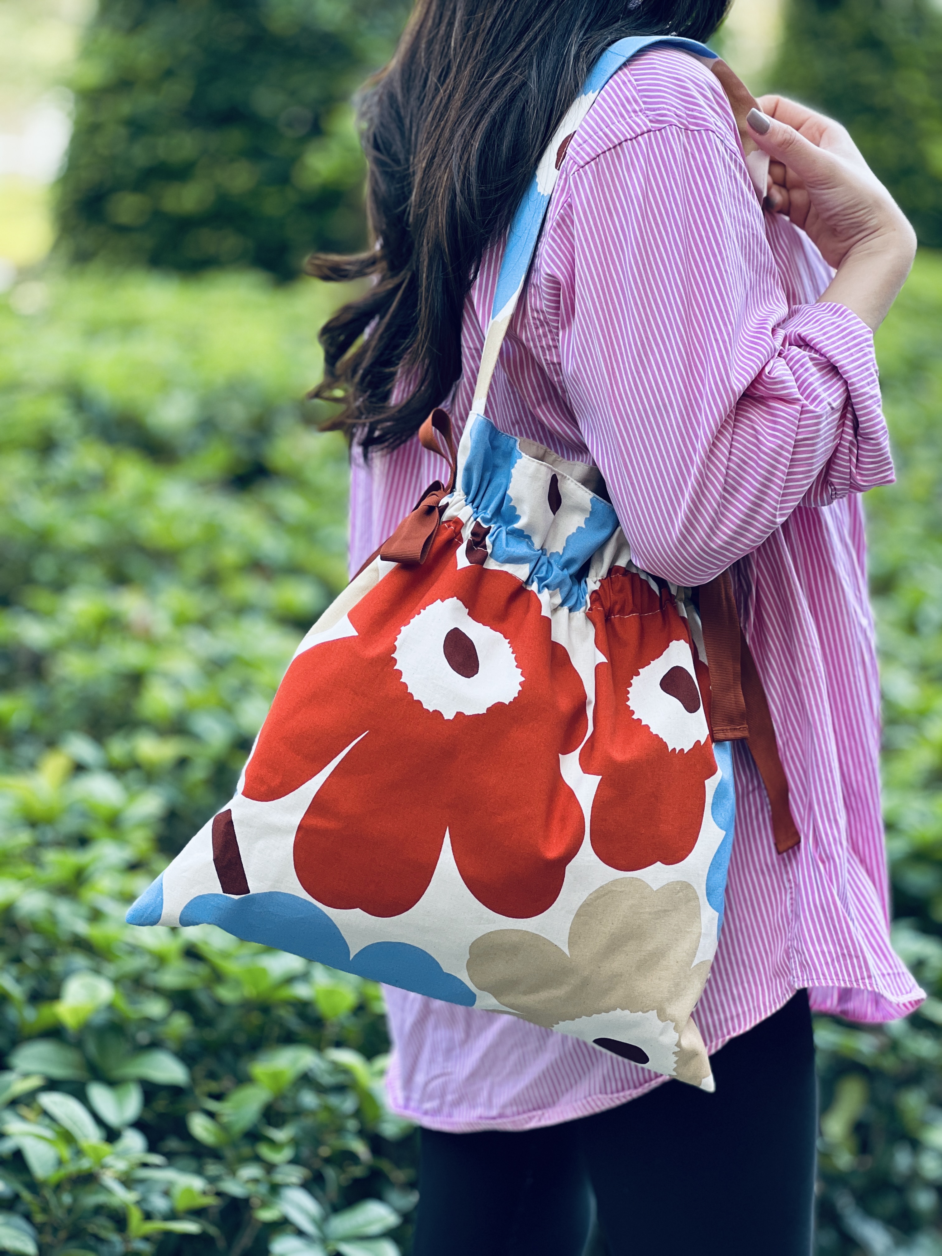 單肩索帶tote | marimekko asia limited beige brow blue Unikko 中花