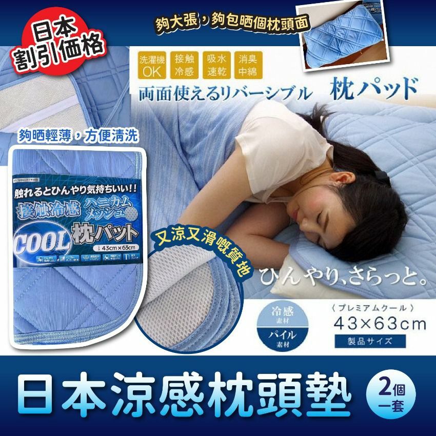 日本涼感枕頭墊 (1套2個) R666