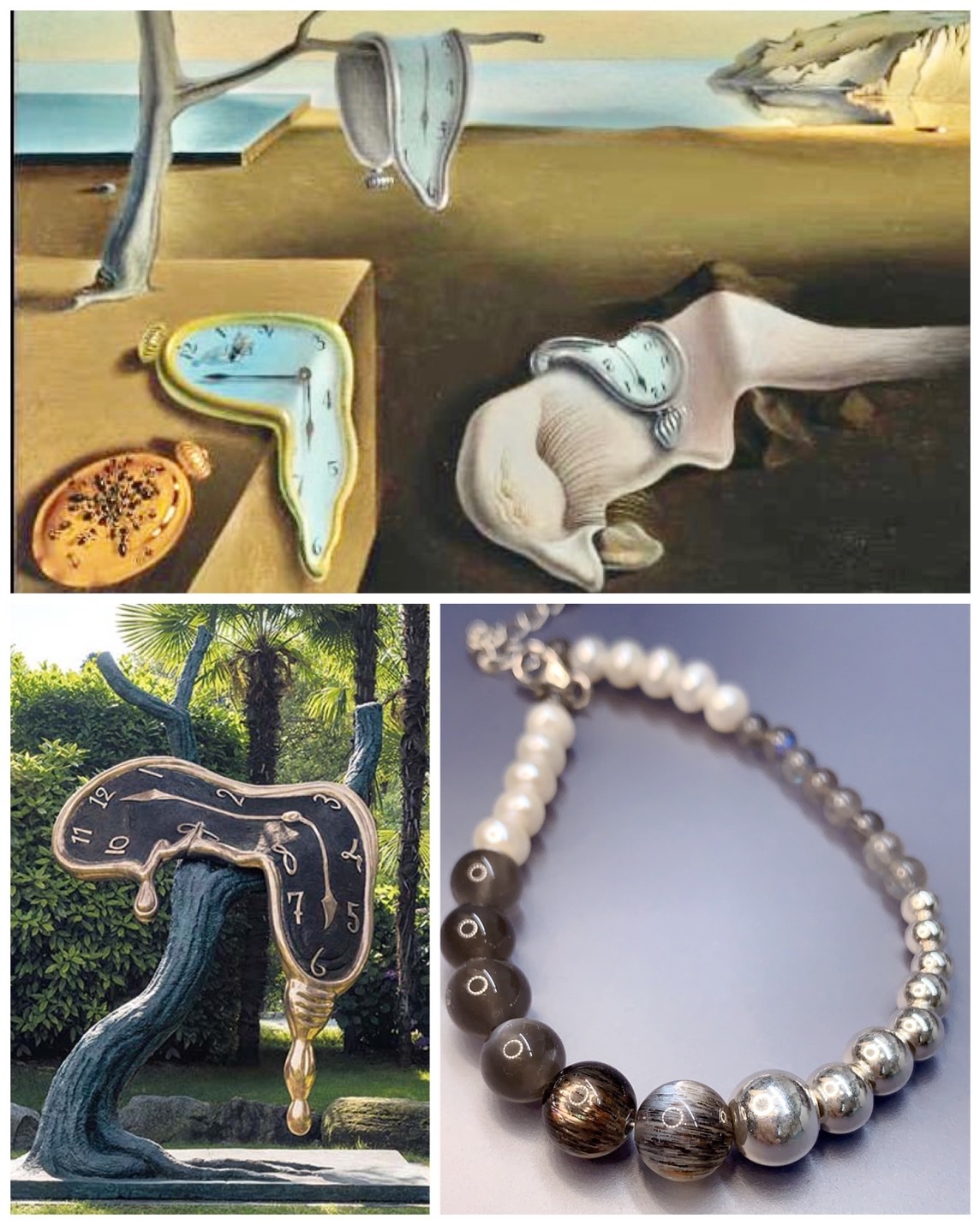 世界名畫系列_達利流動與軟化的時鐘丨黑金太陽與銀珠、拉長石