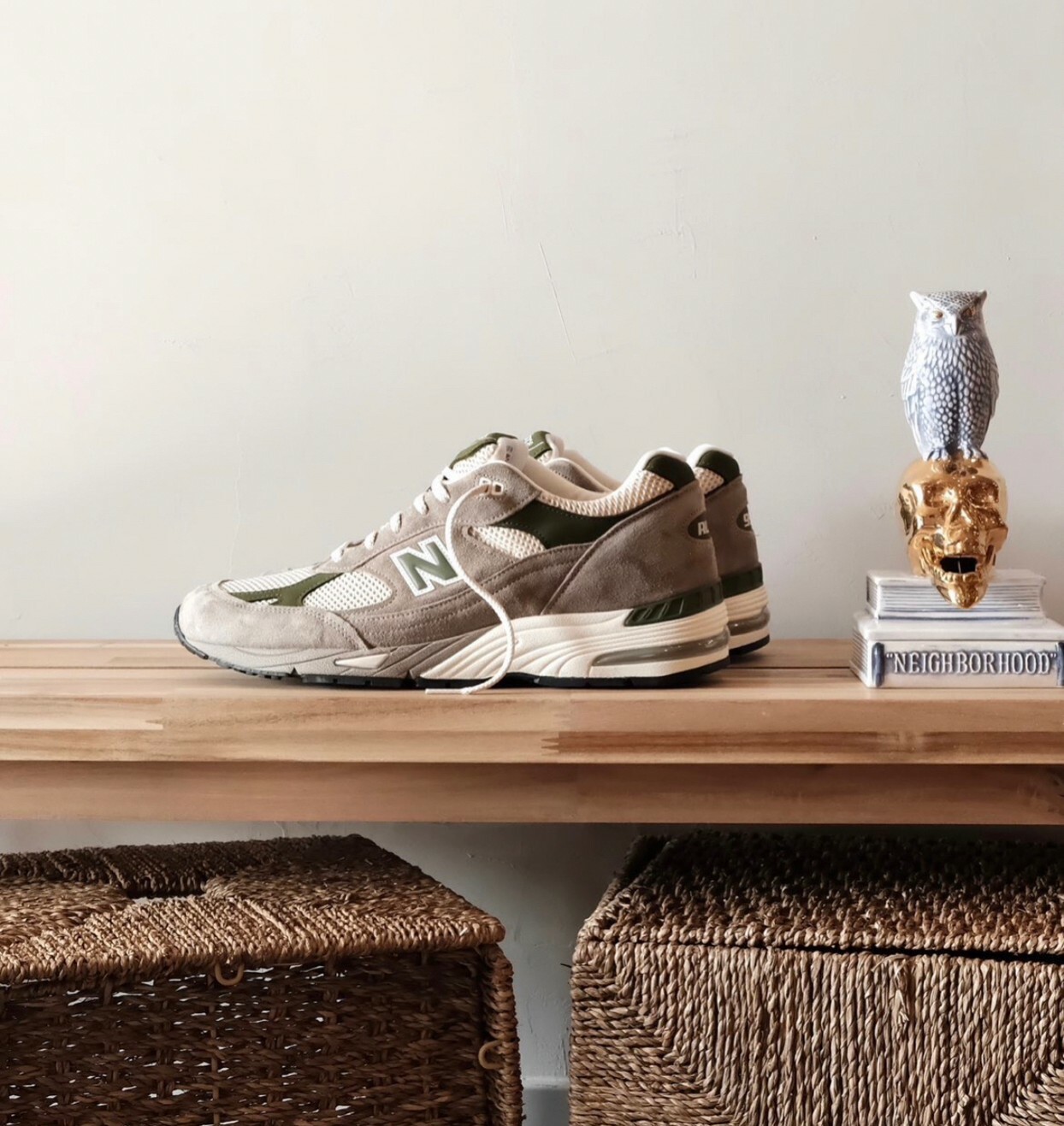 代購New Balance x Aime Leon Dore 991聯名款潮流跑步鞋灰綠FEB-