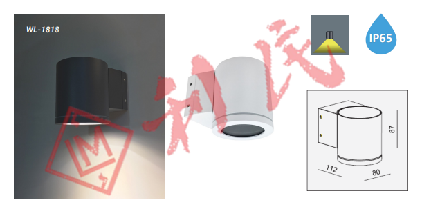 WL1818 防水圓頭 單頭GU10壁燈 (白色/灰色)