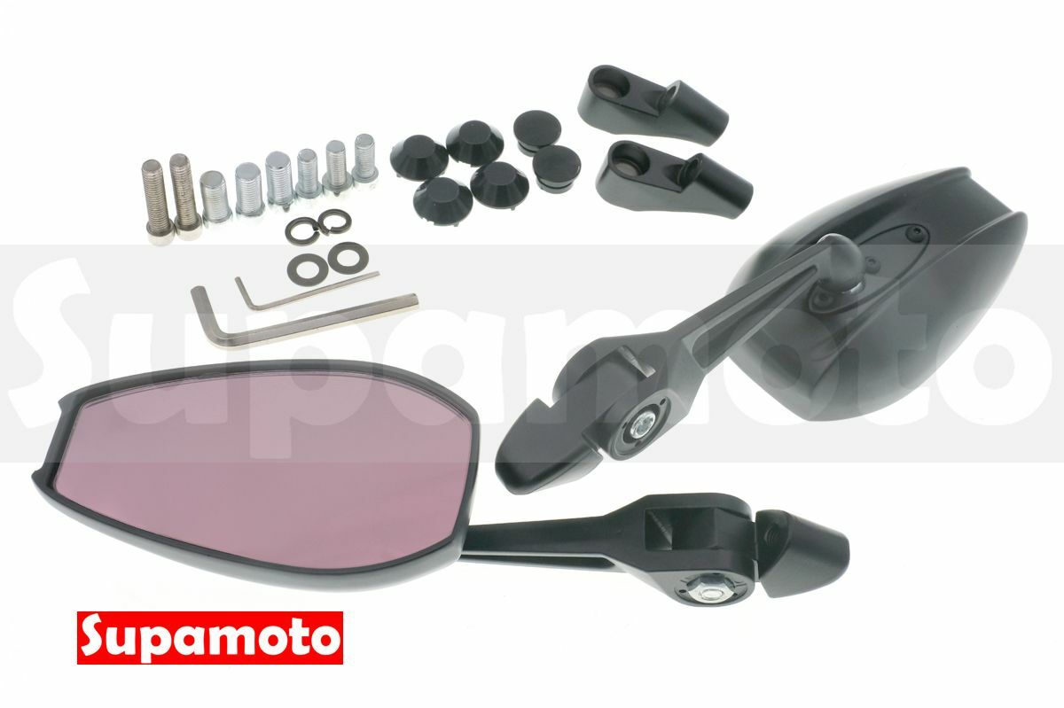 -Supamoto- M96 紫玻璃 後照鏡 鋁合金 後視鏡 通用 改裝 防眩 消光黑 裸把 重車 檔車 CB350