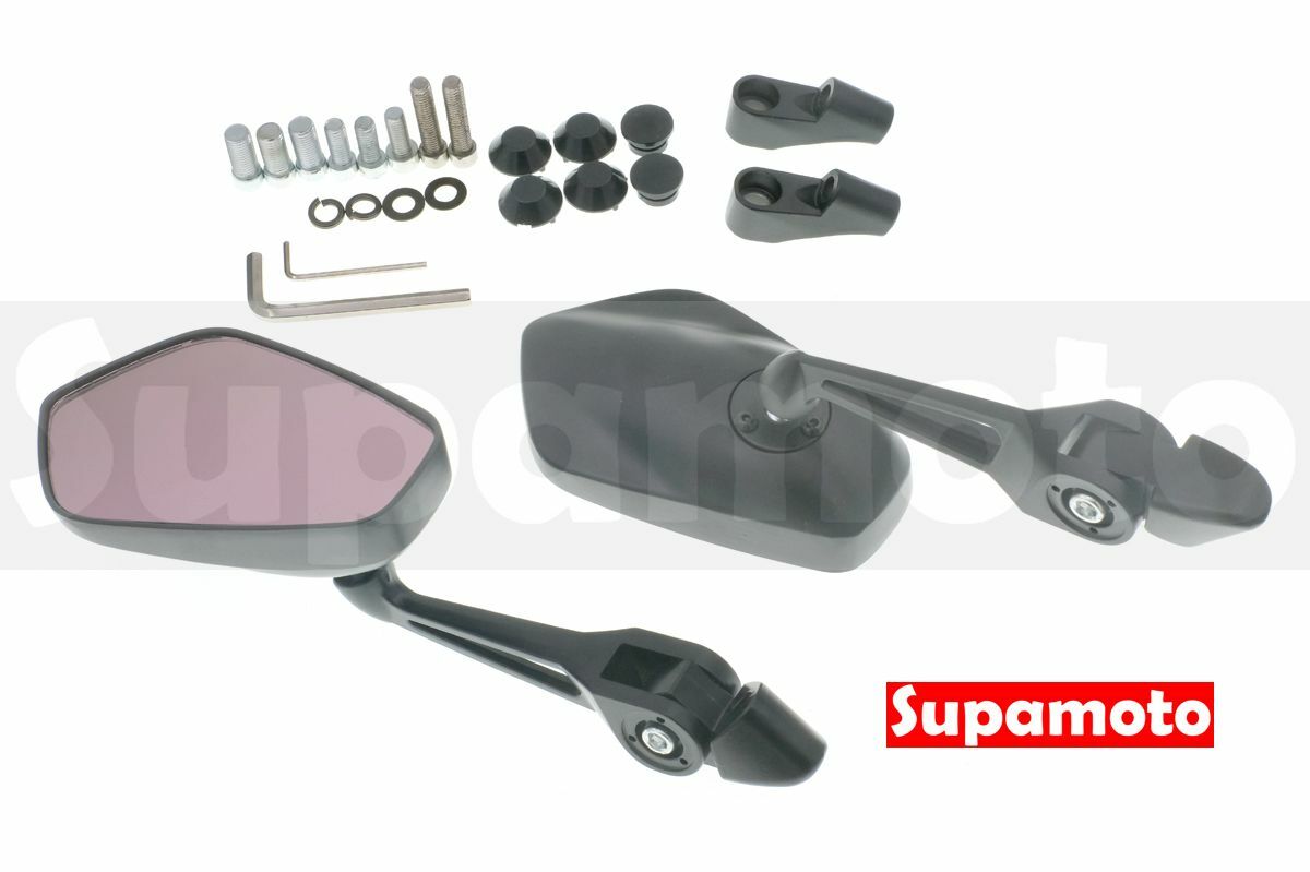 -Supamoto- M97 紫玻璃 後照鏡 鋁合金 後視鏡 通用 改裝 防眩 消光黑 裸把 重車 檔車 CB350