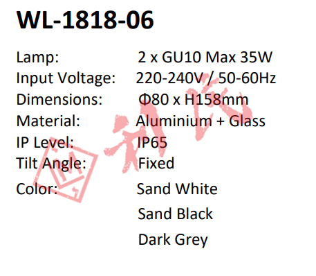 WL1818-06 防水圓形 孖頭GU10壁燈 (白色//灰色)