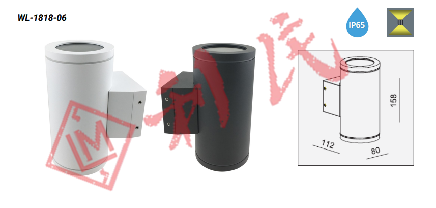 WL1818-06 防水圓形 孖頭GU10壁燈 (白色//灰色)