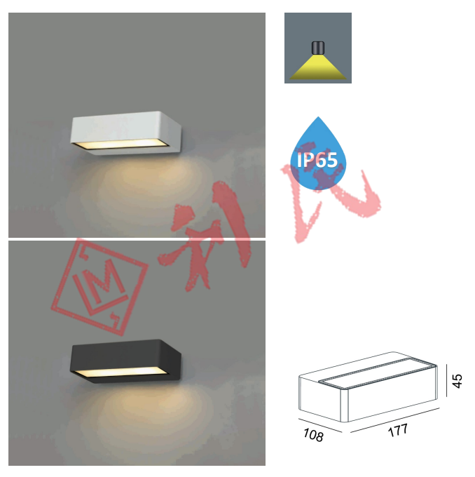 LANCE1 SINGLE 10W DIM 防水 單邊壁燈 (白色/黑色)