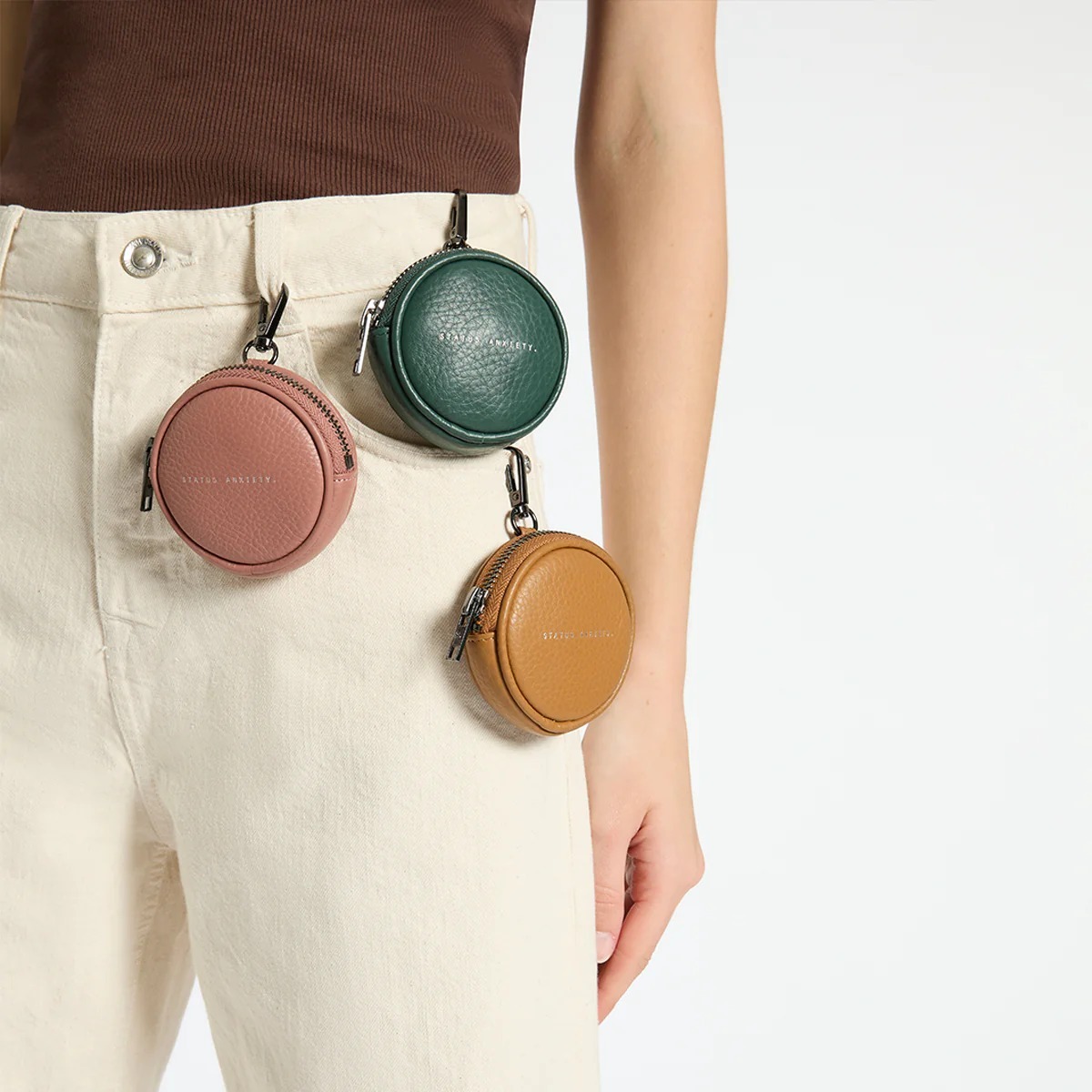 Status Anxiety. |GO WITH ME 皮革零錢鑰匙包（粉、駝）