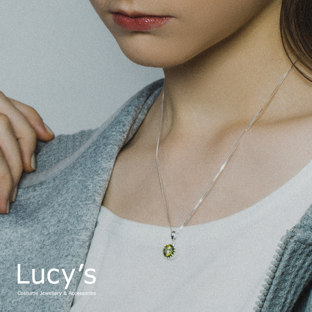 925純銀 皇冠鋯石-綠 項鍊 (104332)