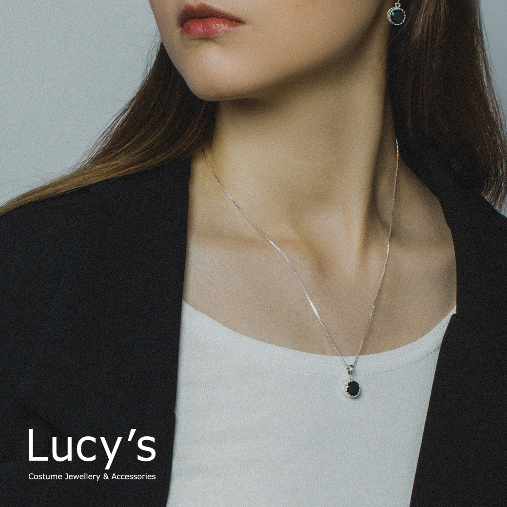 925純銀 皇冠鋯石-黑 項鍊 (104329)