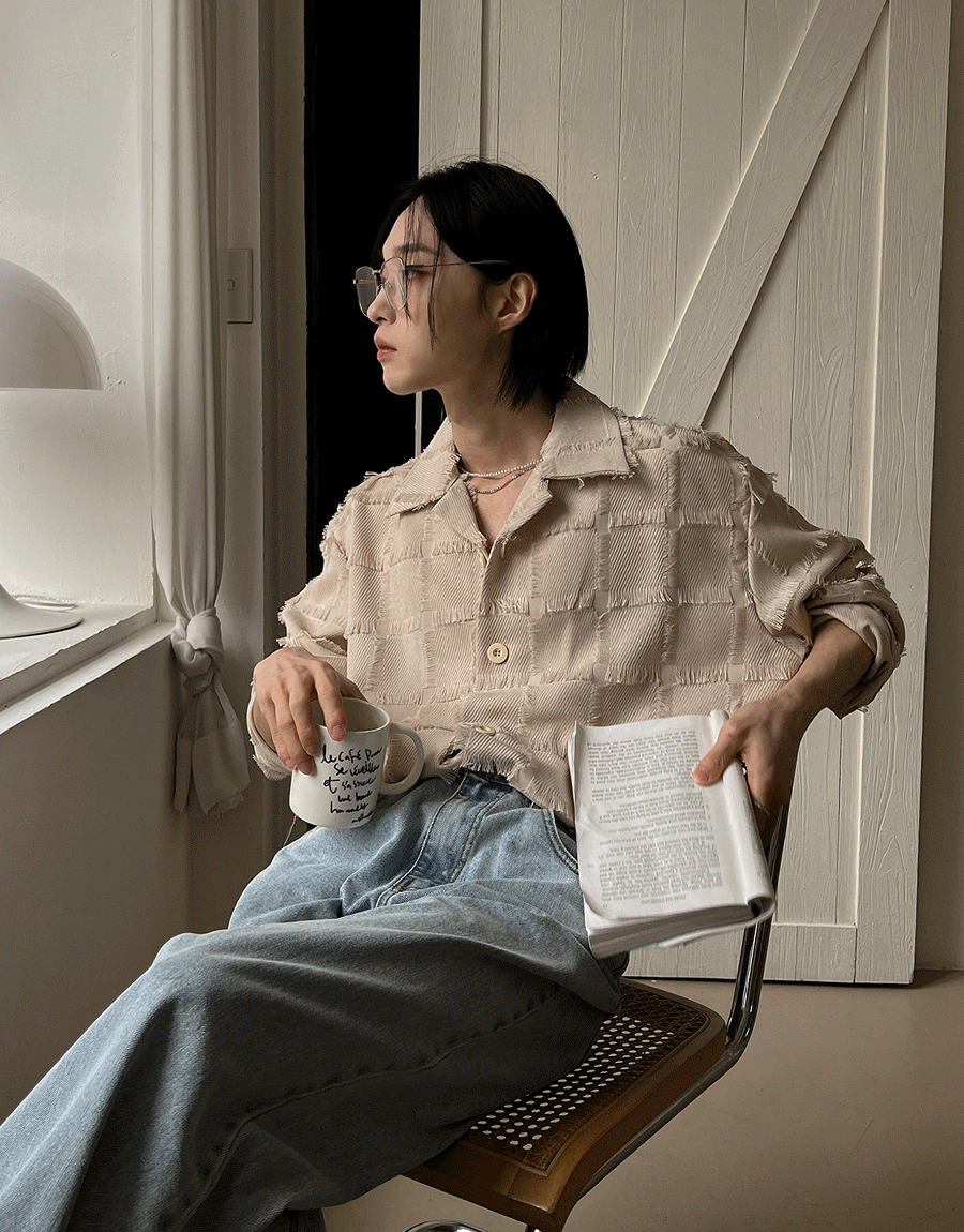 (韓潮獨家特價)方形流蘇襯衫