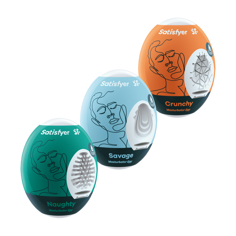 德國 Satisfyer 3入禮盒愉悅蛋 自慰蛋 Naughty+Crunchy+Savage 深綠+淺藍+橘