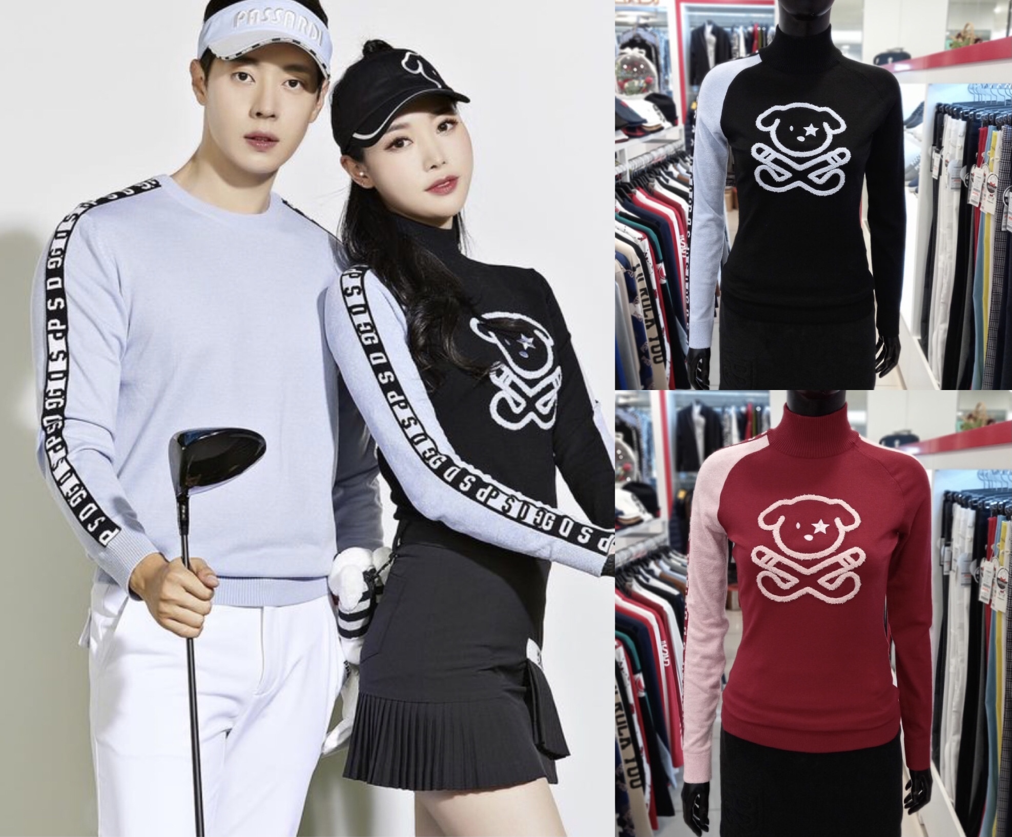 女 401M 韓版高爾夫球裝 Passardi 高球品牌 秋冬針織印花Logo刻字長衫 毛衣下殺 3折起