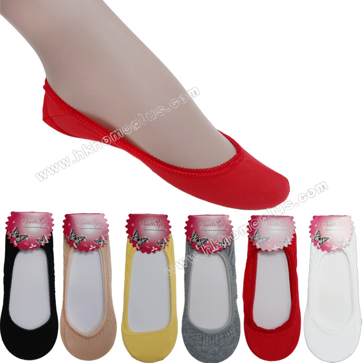 6對裝 Butterfly: 女裝純色隱形船襪