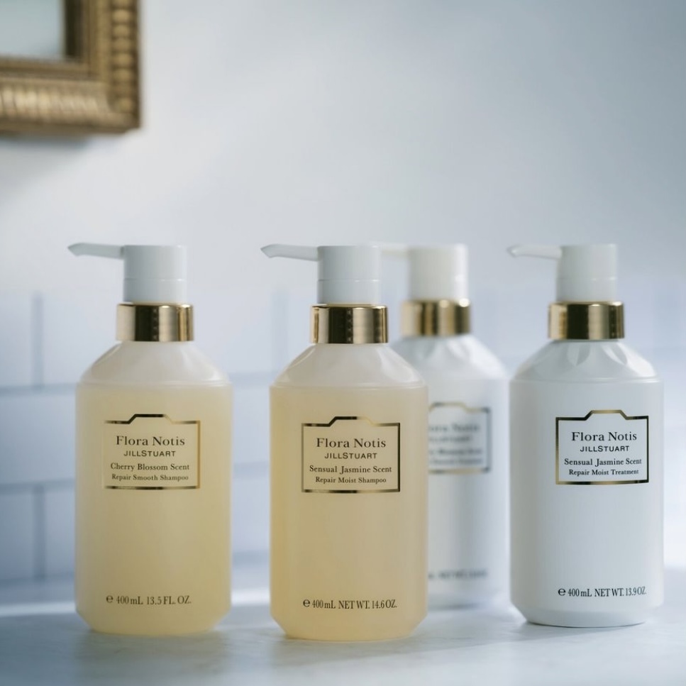 FLORA NOTIS JILL STUART Cherry Blossom Scent Repair Smooth Shampoo & Treatment 櫻花香修護柔滑洗髮露&護髮素 / Sensual Jasmine Scent Repair Moist Shampoo 茉莉修復保濕洗髮露&護髮素