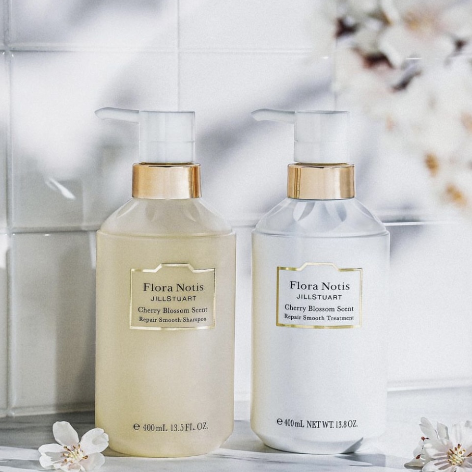 FLORA NOTIS JILL STUART Cherry Blossom Scent Repair Smooth Shampoo & Treatment 櫻花香修護柔滑洗髮露&護髮素 / Sensual Jasmine Scent Repair Moist Shampoo 茉莉修復保濕洗髮露&護髮素