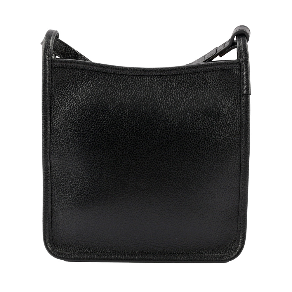 【LONGCHAMP】S號 LE FOULONNE 牛皮方形拉鍊斜背包(黑色)