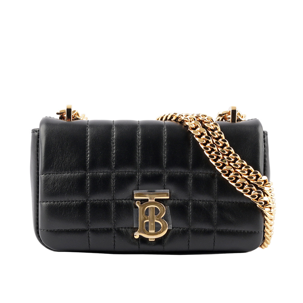 【BURBERRY】Lola 小羊皮縫線設計迷你翻蓋鍊包