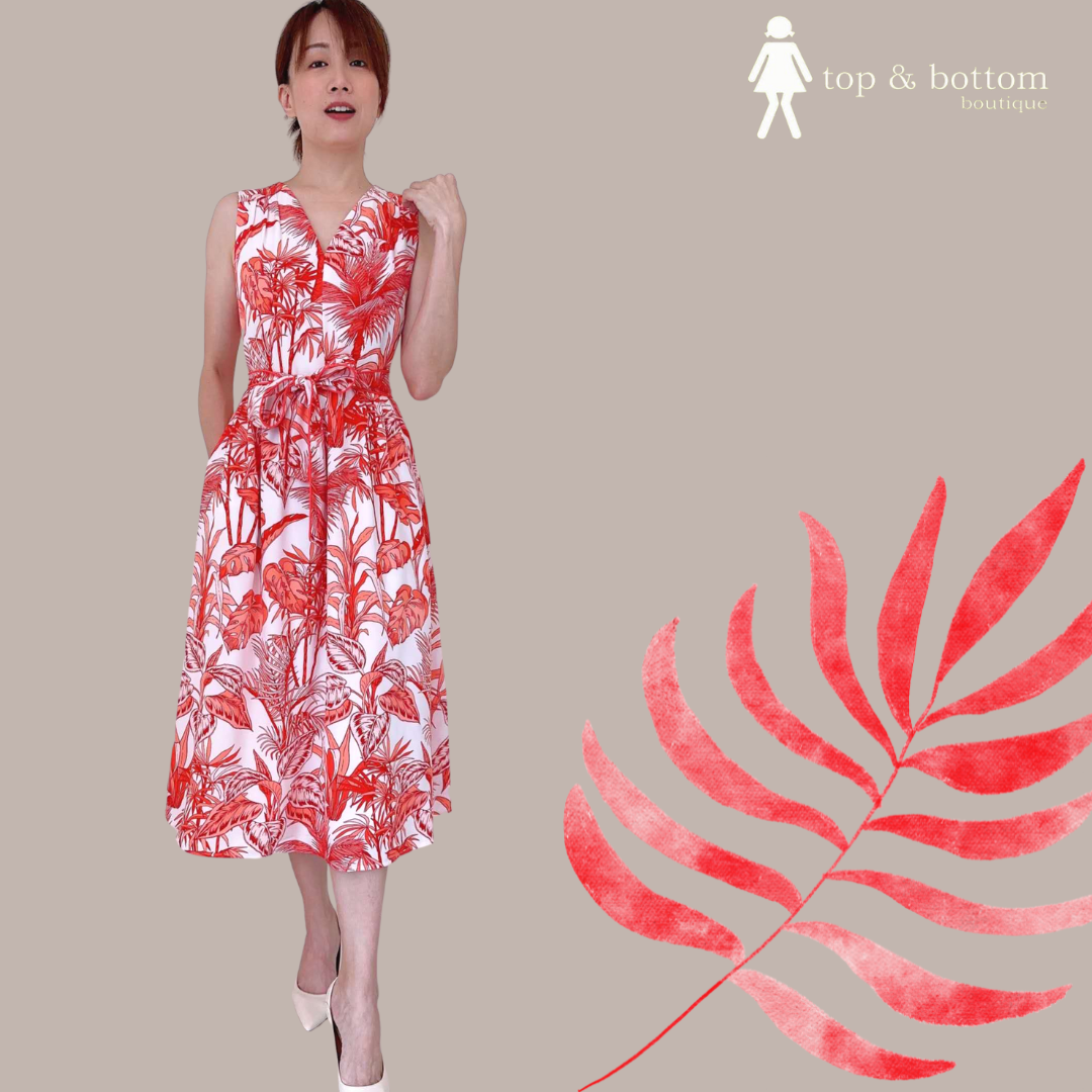 CHIFFON V NECK FLORAL MIDI DRESS