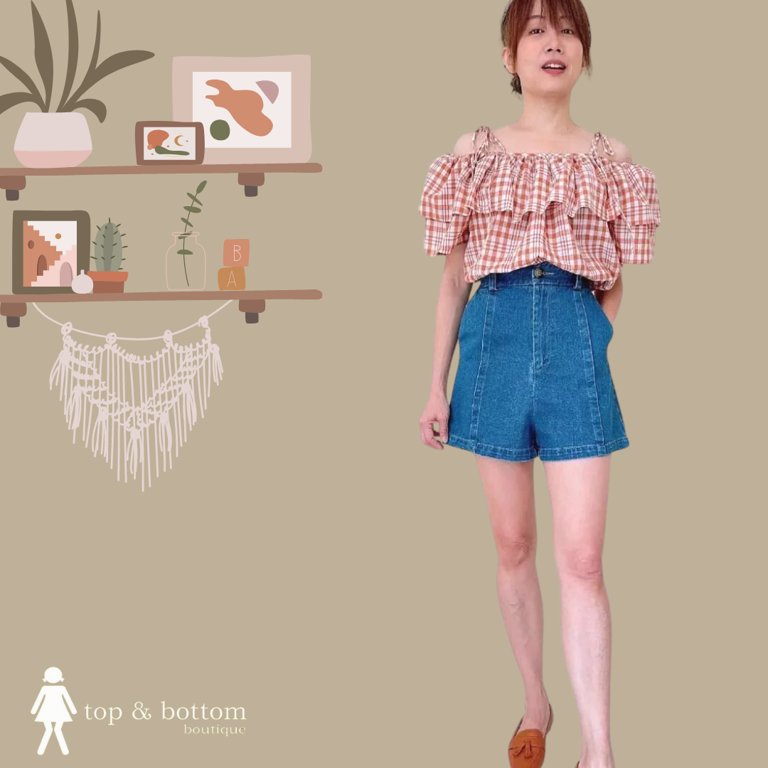 CHECKED RUFFLED BLOUSE