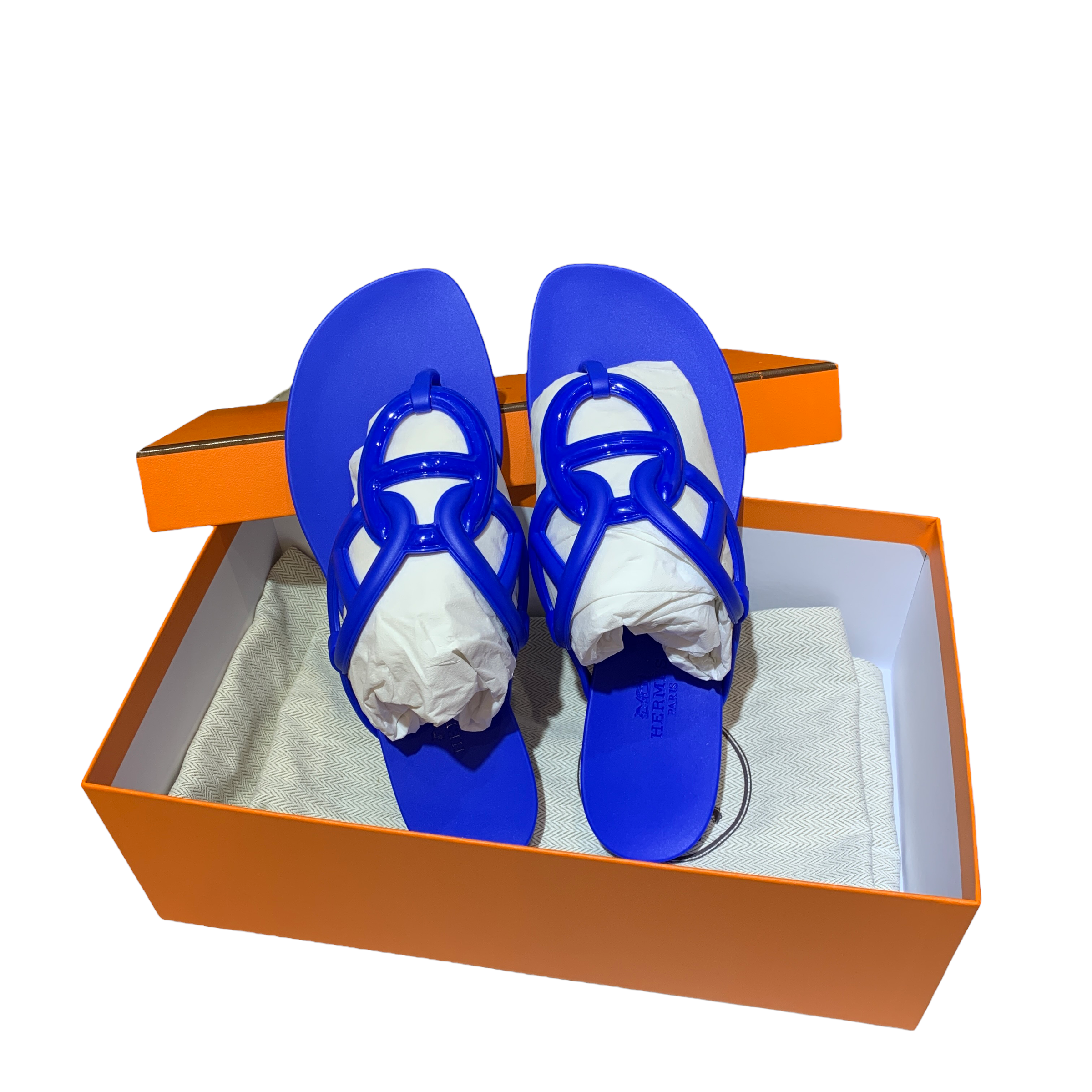 全新 HERMES豬鼻拖鞋 36碼 藍色/防水PVC TPU Egerie sandal #BRAND NEW #香榭站正品