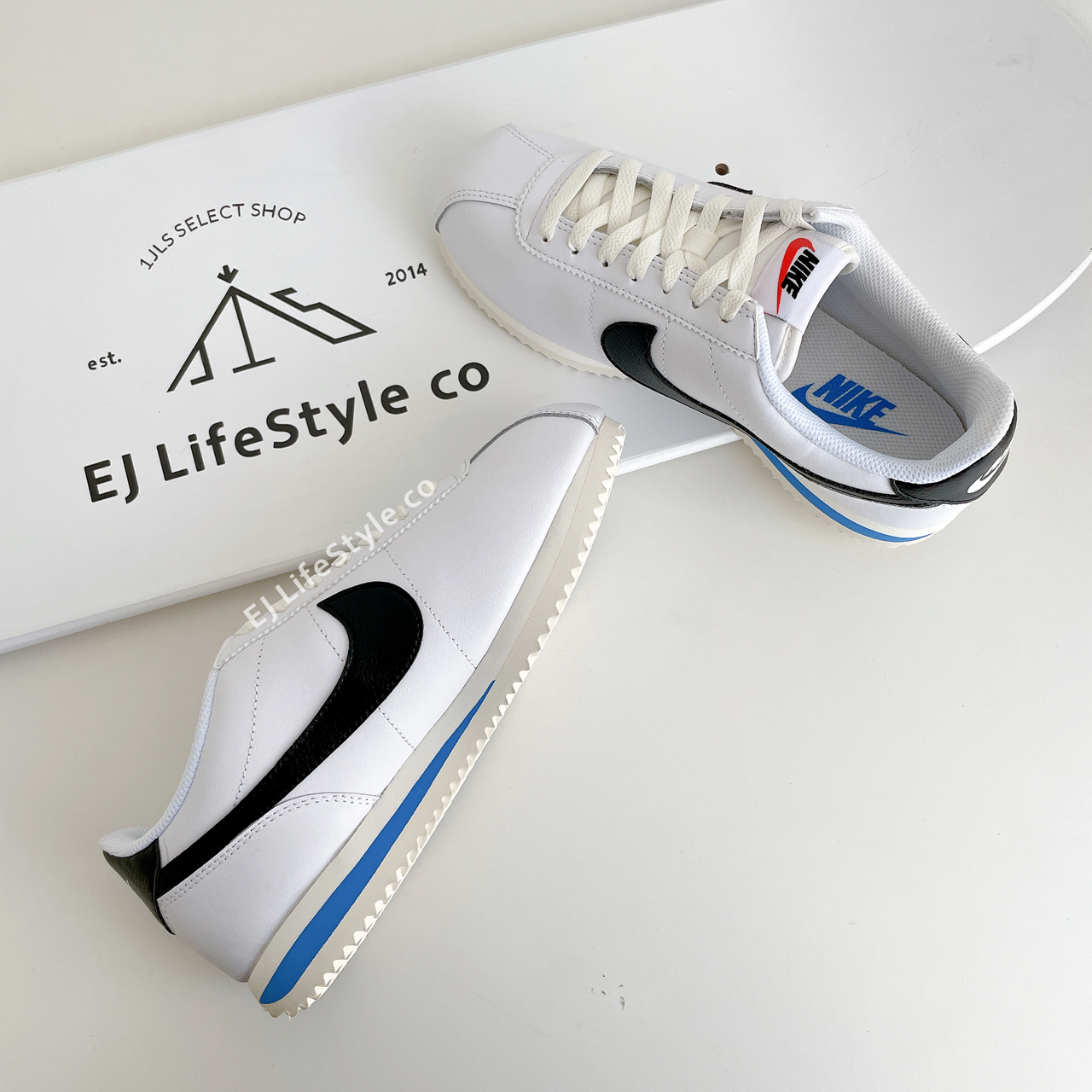 NIKE CORTEZ WHITE BLACK 白黑 水藍 阿甘 復古 DN1791-100 / 調貨