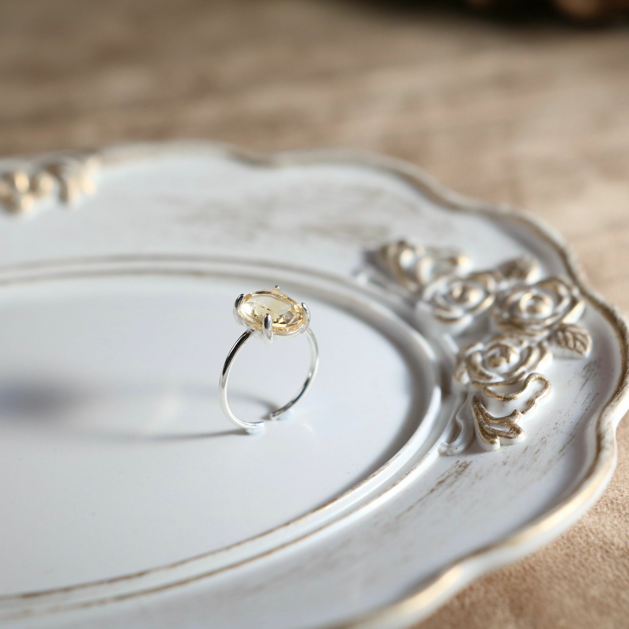 RABBIT BOUQUET天然石手作水晶戒指-黃水晶 Citrine