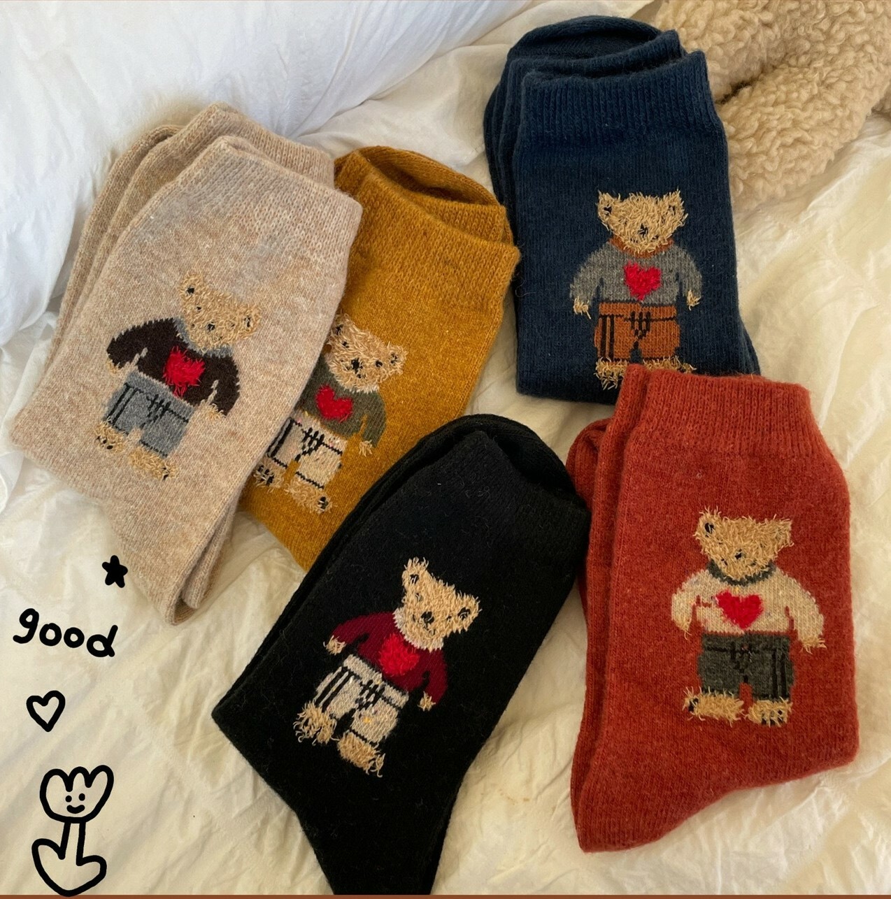 《1646》♾️秋冬款小熊加厚羊毛襪子