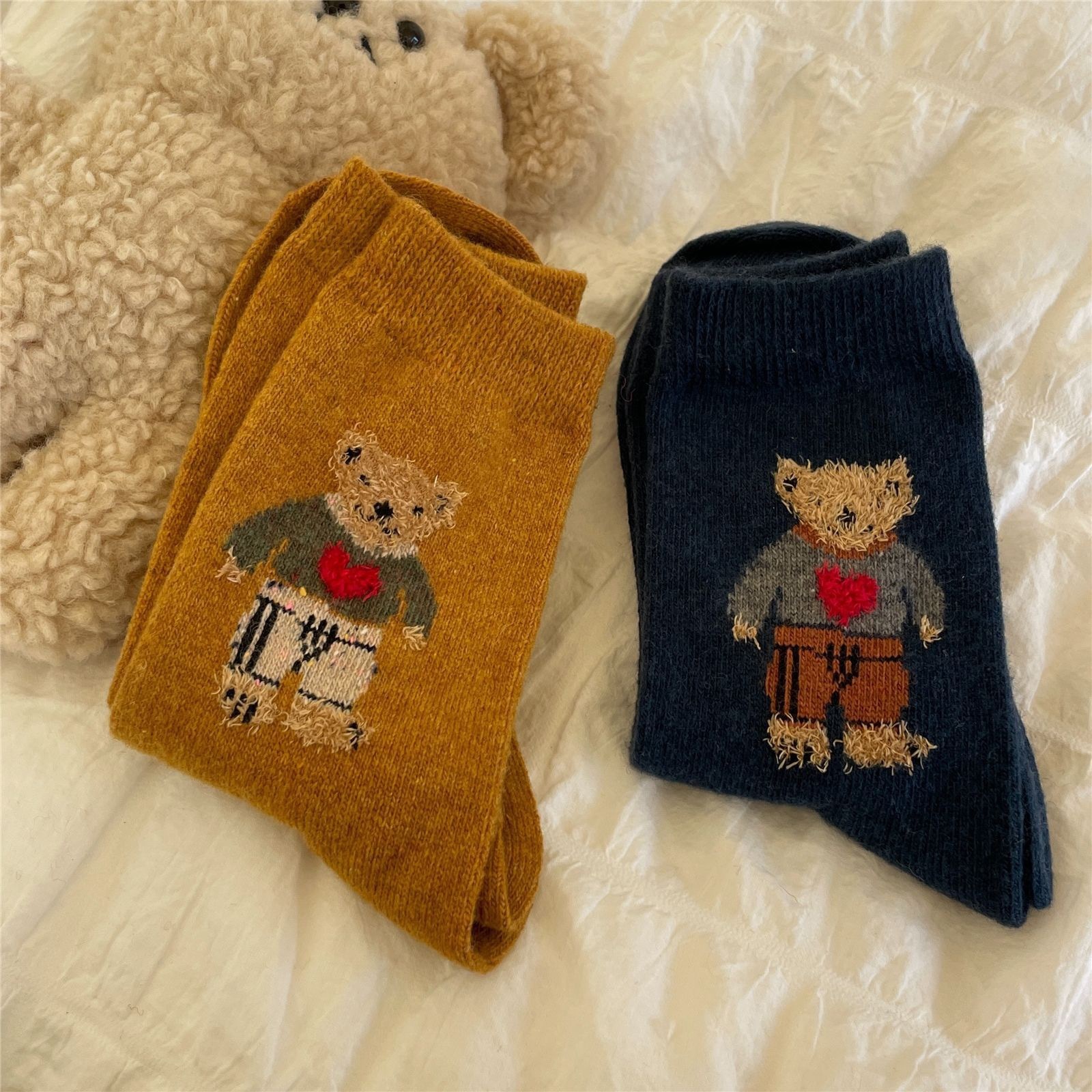 《1646》♾️秋冬款小熊加厚羊毛襪子