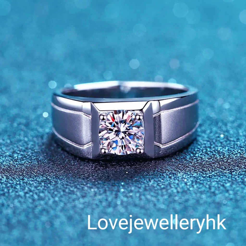 簡約莫桑男戒   R1C070