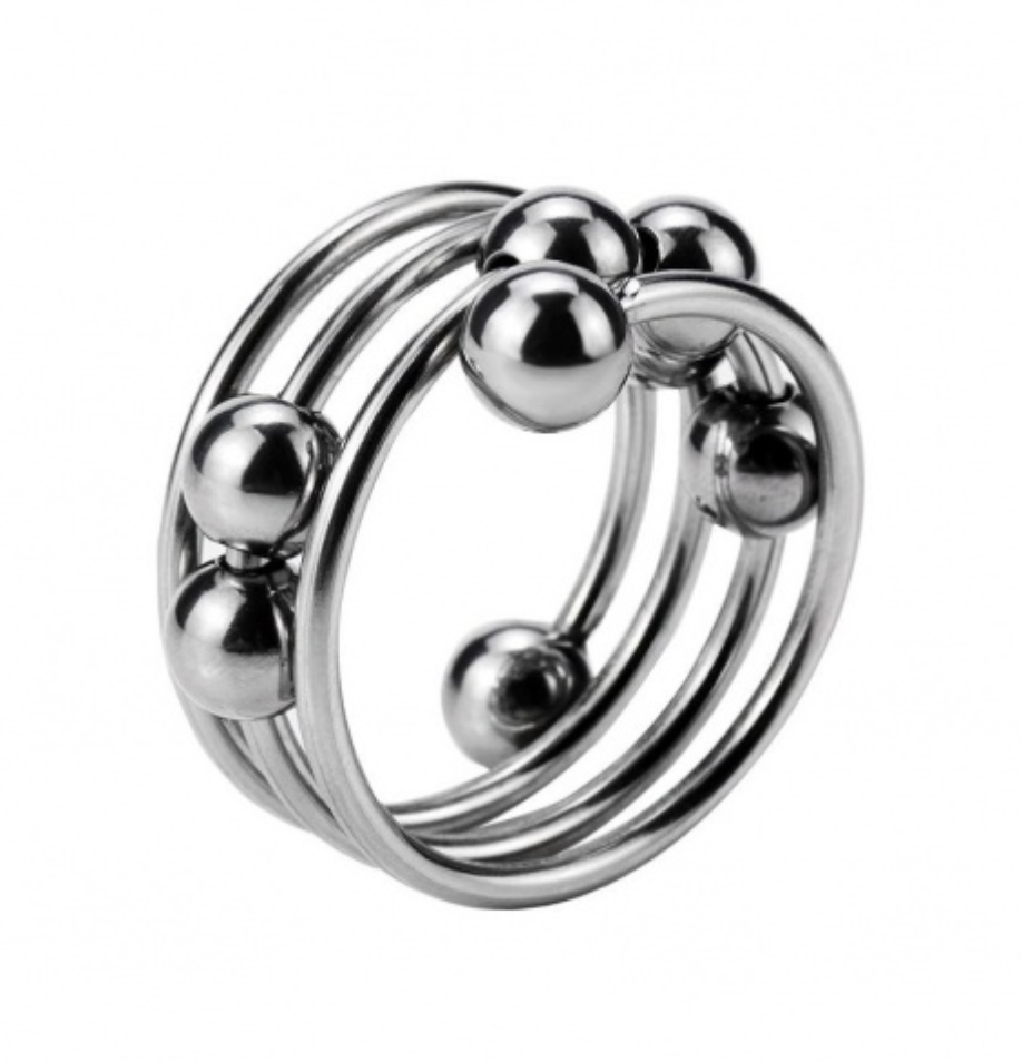 METAL TEMPTATION  Slide Ball 銀色帶珠陰莖環 (35mm / 40mm)