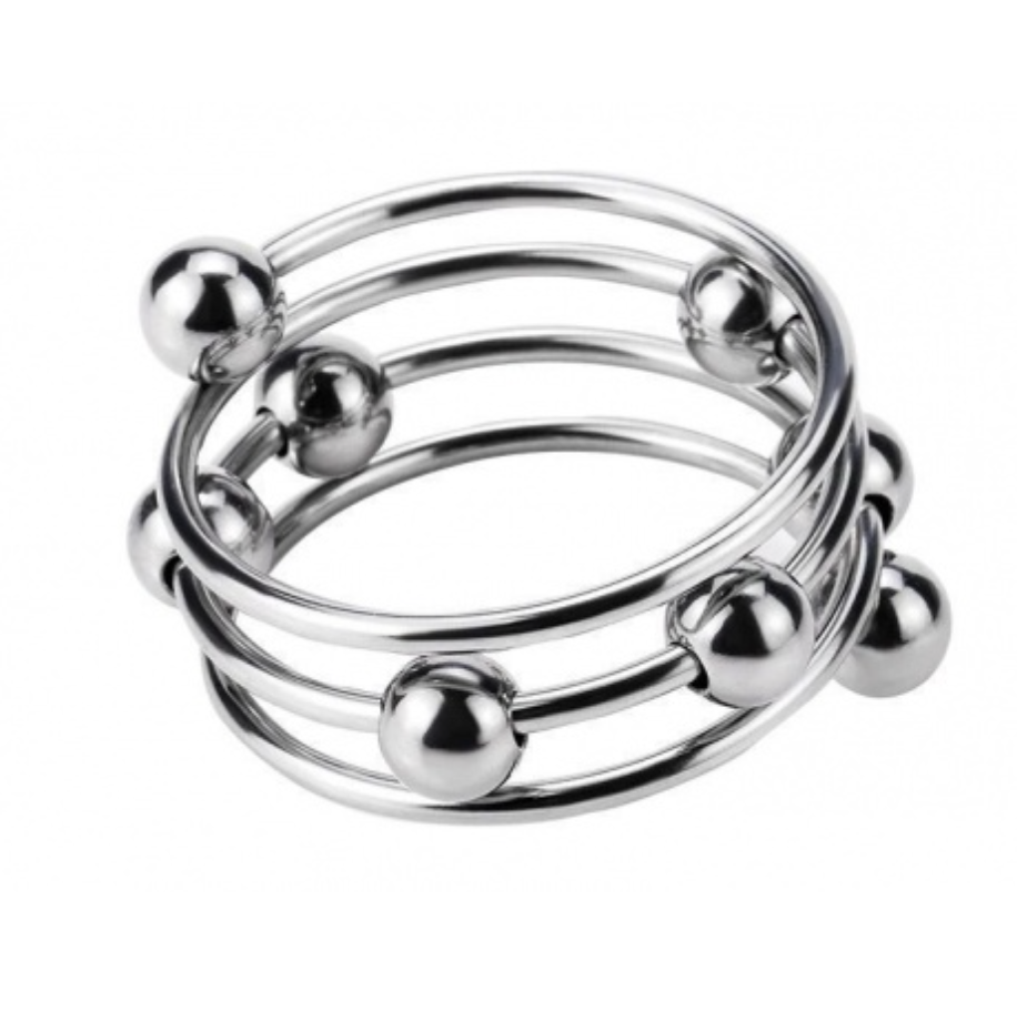 METAL TEMPTATION  Slide Ball 銀色帶珠陰莖環 (35mm / 40mm)
